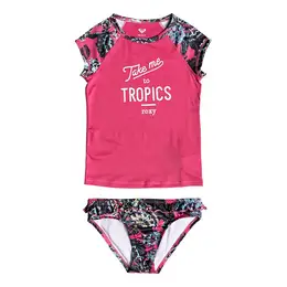 Roxy Girl's Salt Memory Short Sleeve Rashguard Set