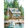 image Cabin On The Lake Outdoor Flag-Large - 28 x 40