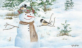 image Chickadee Snowman Doormat