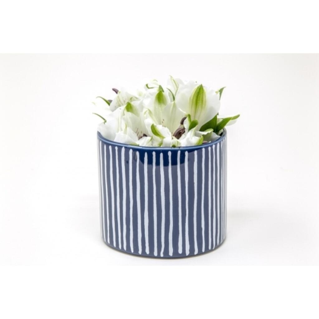 image Indigo Stripe Ceramic Planter