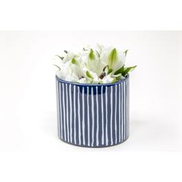 image Indigo Stripe Ceramic Planter