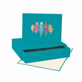 image Barbarian Brilliant Feathers (Blue) Note Cards w Keepsake Box