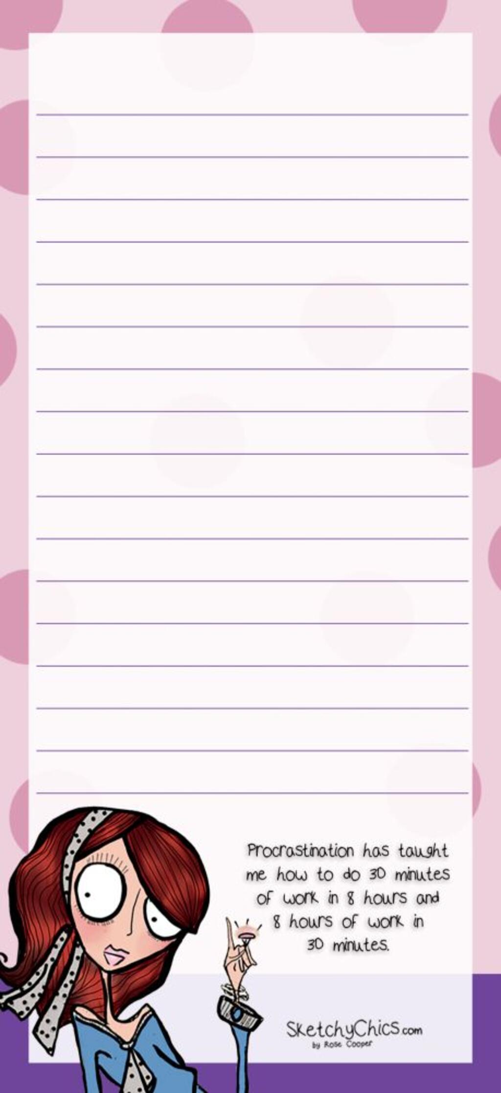image Sketchy Chics Procrastination Mini List Pad