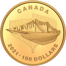 2021 $100 Pure Gold Coin - 100th Anniversary of Bluenose: The Launch