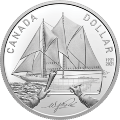 2021 Pure Silver Proof Dollar Coin - 100th Anniversary of Bluenose