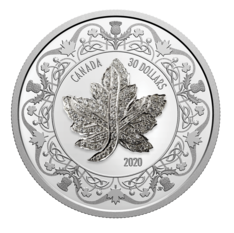 Pièce de 30 $ en argent pur - Broche feuille d'érable canadienne - Héritage royal (2020)