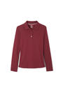 Front view of Long Sleeve Interlock Knit Polo with Picot Collar (Feminine Fit) opens large image - 1 of 2