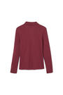 Back View of Long Sleeve Interlock Knit Polo with Picot Collar (Feminine Fit) opens large image - 2 of 2