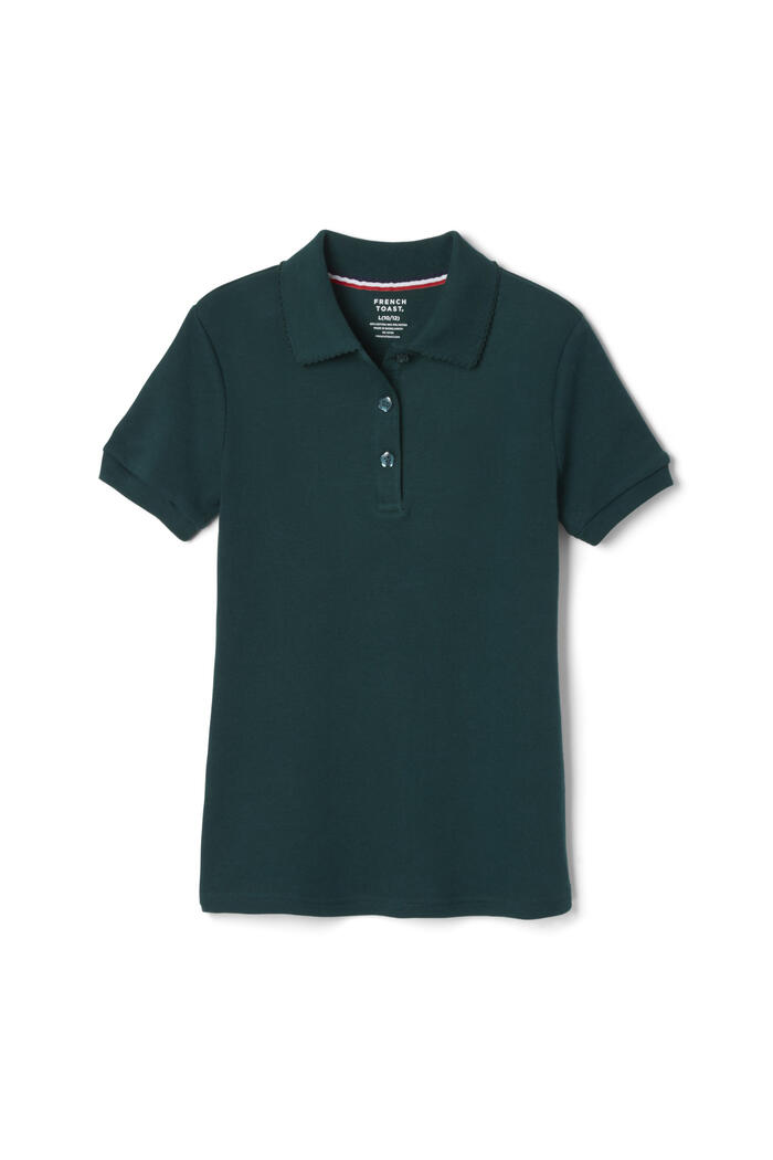 Front view of Short Sleeve Interlock Polo with Picot Collar (Feminine Fit) 