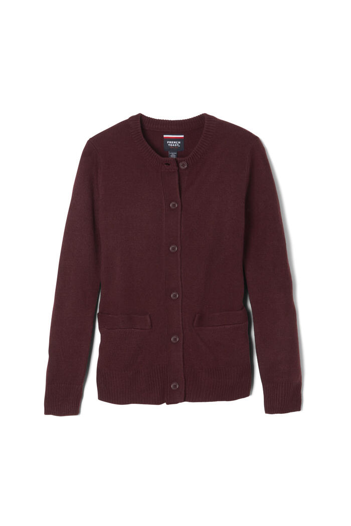 Front view of Anti-Pill Crew Neck Cardigan Sweater 