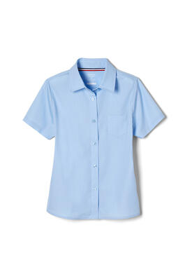  of Short Sleeve Pointed Collar Blouse with Pocket 