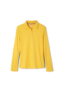  of Long Sleeve Interlock Knit Polo with Picot Collar (Feminine Fit) 