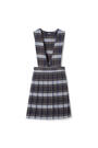Front view of V-Neck Pleated Plaid Jumper opens large image - 1 of 2