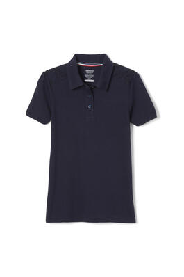 front view of  Short Sleeve Lace Yoke Polo