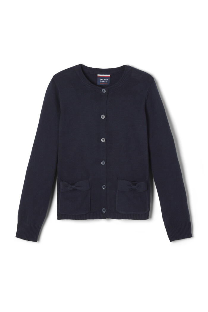 Front view of Bow Pocket Cardigan Sweater 