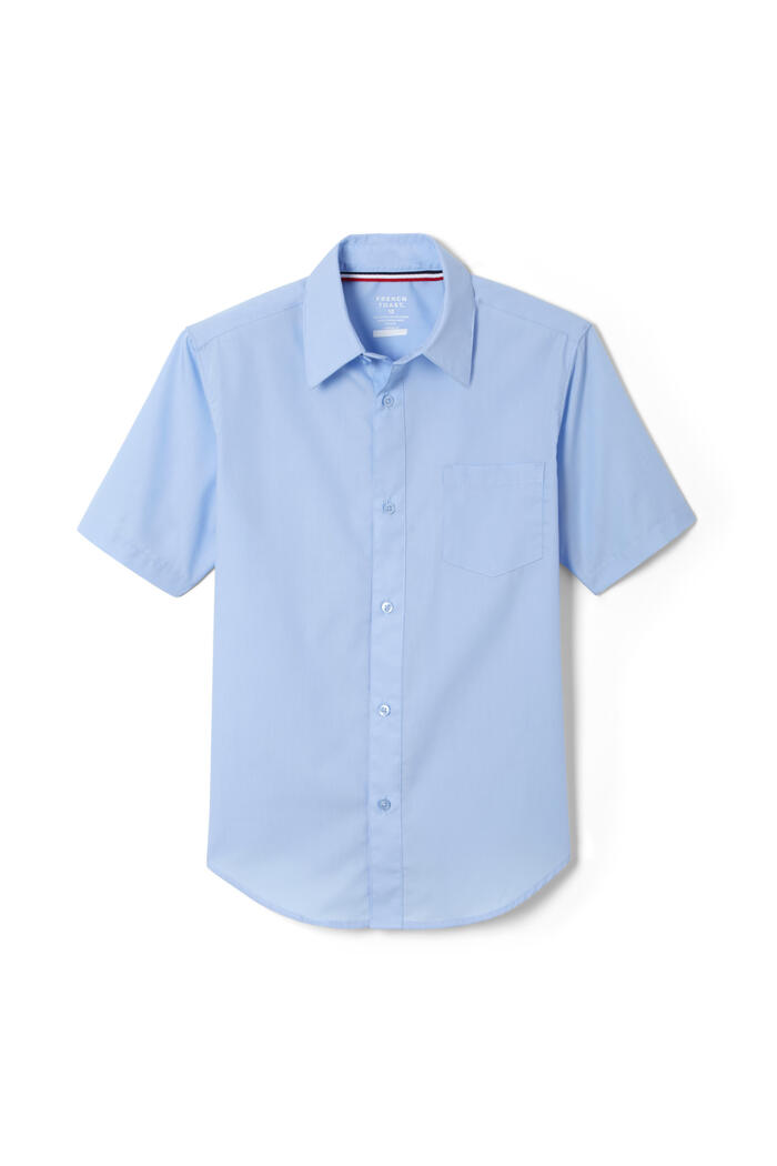 Front view of Short Sleeve Dress Shirt with Expandable Collar 