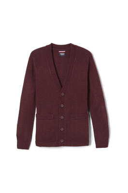 Product Image with Product code 1370,name  Anti-Pill V-Neck Cardigan Sweaters   color BURG 