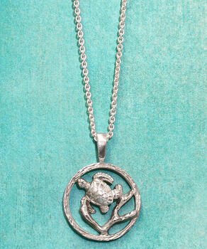 Wyland&reg; Snorkeling Round Honu Coral Reef - Necklace