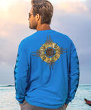 Sun Medallion - Blue Hawaii Dyed Long Sleeve Crewneck T-Shirt