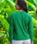 Vintage Tropic Beach Scene - Wintergreen Dyed Long Sleeve Crewneck T-Shirt