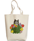 B. Kliban Long Stem Roses Cat - Natural Weekend Tote