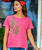 Polynesian Monstera - Paradise Red Dyed Short Sleeve Scoop Neck T-Shirt
