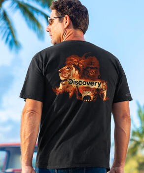 Discovery Channel Endangered Collage - Black Short Sleeve Crewneck T-Shirt