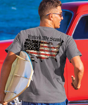 United We Stand Map - Crater Dyed&reg; Short Sleeve Crewneck T-Shirt