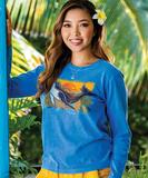 Swirly Humpback - Blue Hawaii Dyed Long Sleeve Crewneck T-Shirt
