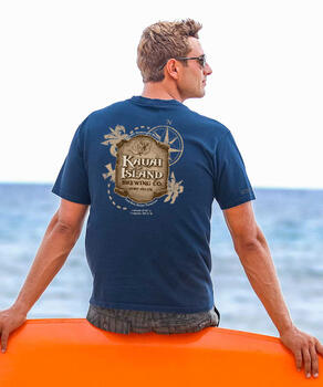 Kauai Island Brewing Co Kauai Island Label - Navy Short Sleeve Crewneck T-Shirt