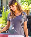 Turtle Fantasy - Graphite Short Sleeve Pima V-Neck T-Shirt