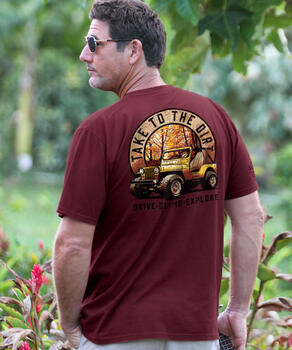 Jeep Take To The Dirt - Pomegranate Dyed Short Sleeve Crewneck T-Shirt