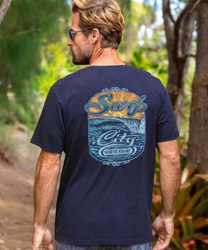 Surfing City - Indigo Short Sleeve Pima T-Shirt