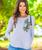 Tiare Sketch - White Grey Heather Long Sleeve Harmony Hooded T
