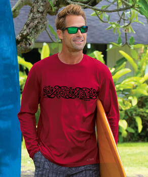Maori Band - Rugby Red Long Sleeve Pima T-Shirt