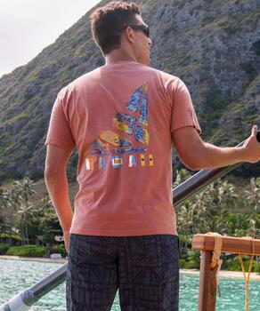 Textured Sailboat - Chile Dyed Short Sleeve Crewneck T-Shirt