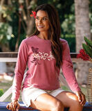Island Scroll - Paradise Red Dyed Long Sleeve Crewneck T-Shirt