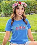 Tranquil Lotus - Blue Hawaii Dyed Short Sleeve Scoop Neck T-Shirt
