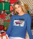 B. Kliban Puffy Cat - Sapphire Long Sleeve Crewneck T-Shirt