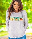Sea Creatures - White Grey Heather Long Sleeve Harmony Hooded T