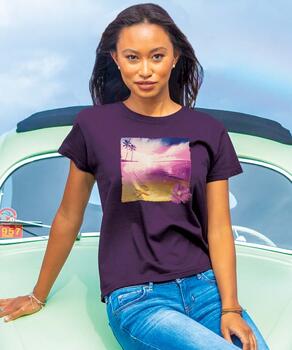 Beach Hawaii - Blackberry Dyed Short Sleeve Crewneck T-Shirt