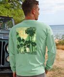 Retro Palms - Key Lime Dyed Long Sleeve Crewneck T-Shirt