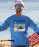 B. Kliban Cross Country Cat - Blue Hawaii Dyed Long Sleeve Crewneck T-Shirt