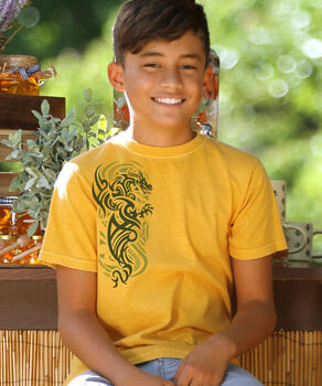 Tattoo Dragon - Honey Dyed Short Sleeve Crewneck T-Shirt