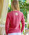 Pretty Plumerias - Paradise Red Dyed Long Sleeve Crewneck T-Shirt