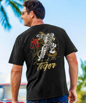 Chinese Year Of The Tiger 2022 - Black Short Sleeve Crewneck T-Shirt