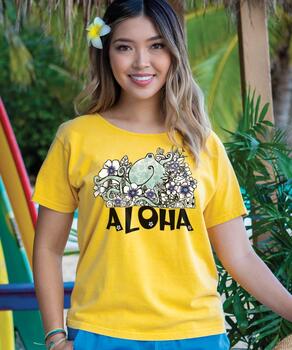 Aloha Octopus - Pineapple Dyed Short Sleeve Scoop Neck T-Shirt