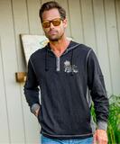 Outline Woodie - Black/Charcoal Long Sleeve Longboard Hooded Tee