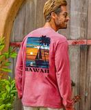 Tropical Sunset - Paradise Red Dyed Long Sleeve Crewneck T-Shirt