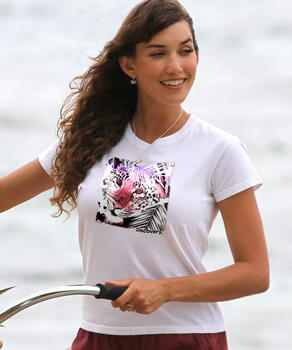 Discovery Channel Watercolor Tiger - White Short Sleeve Crewneck T-Shirt